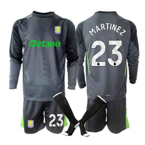 Aston Villa Emiliano Martinez #23 Portero Primera Equipación Niños 2025-26 Manga Larga (+ Pantalones cortos)